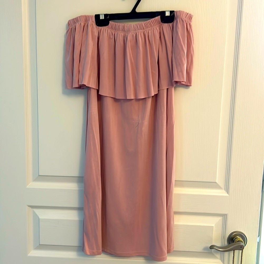 Off the shoulder pink dress